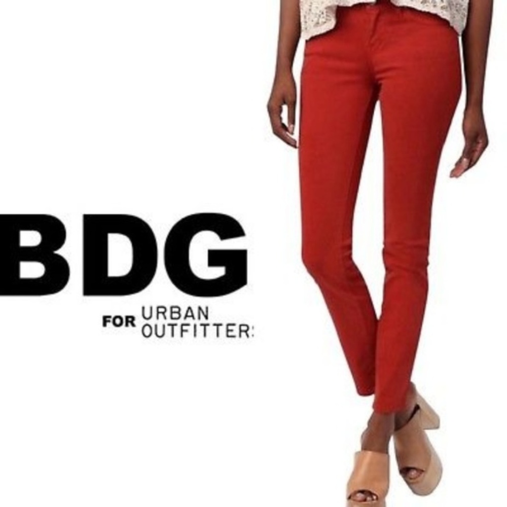 BDG Red Mid Rise Ankle Pants